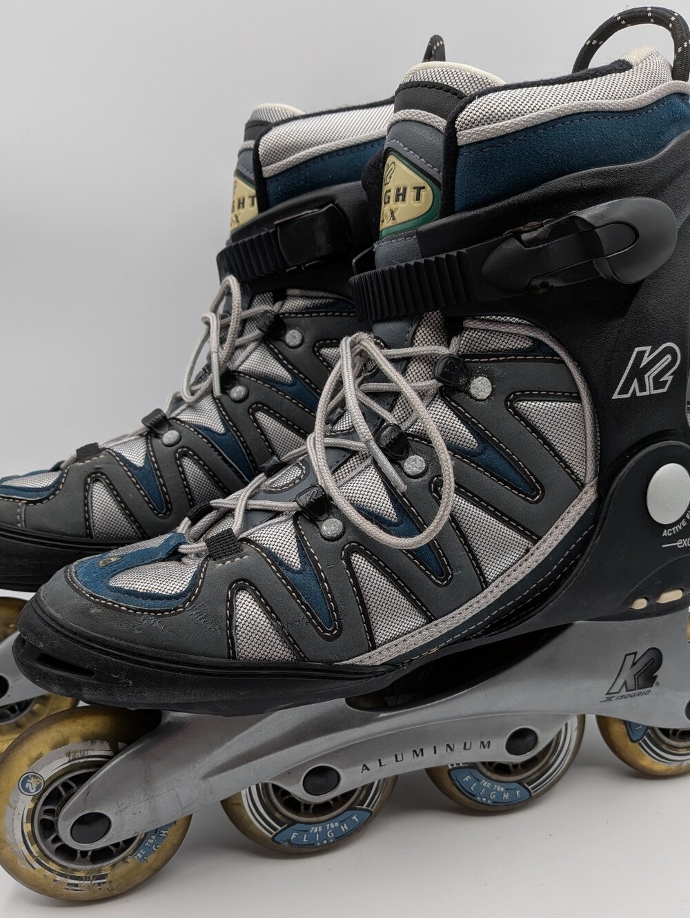 K2 Flight ALX Aluminum Inline Skates - Black, Gray & Blue Sz9